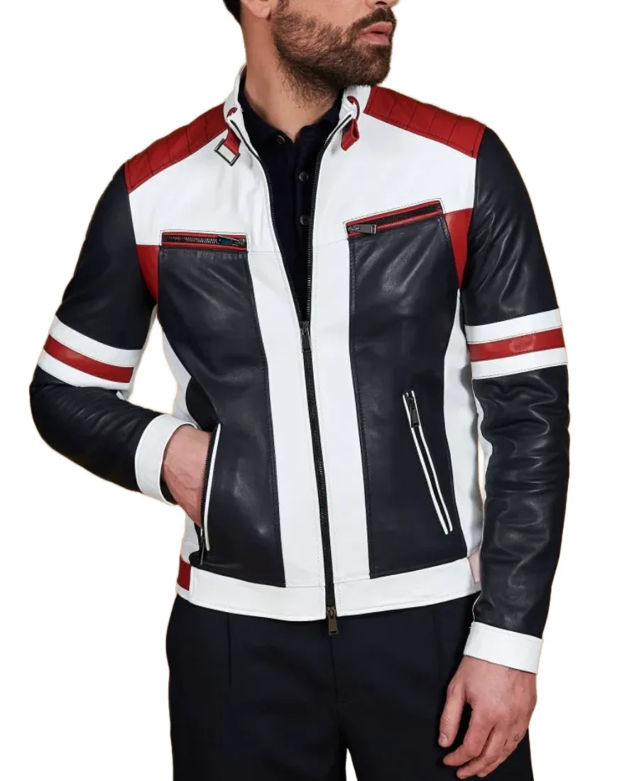 Men'S Multicolor Motorcycle Leather Jacket Men'S Multicolor Motorcycle Leather Jacket - Trendy Leather Jackets