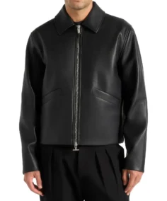 Men's Pleats Detail Dual Zip Leather Jacket - Trendy Leather Jackets