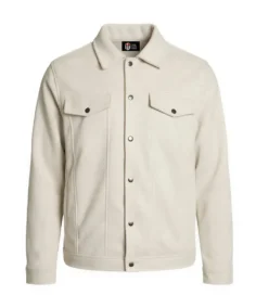 Men’s Signature Off White Faux Suede Jacket - Trendy Leather Jackets