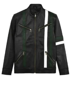 Men's Stripe Black Leather Jacket - Trendy Leather Jackets