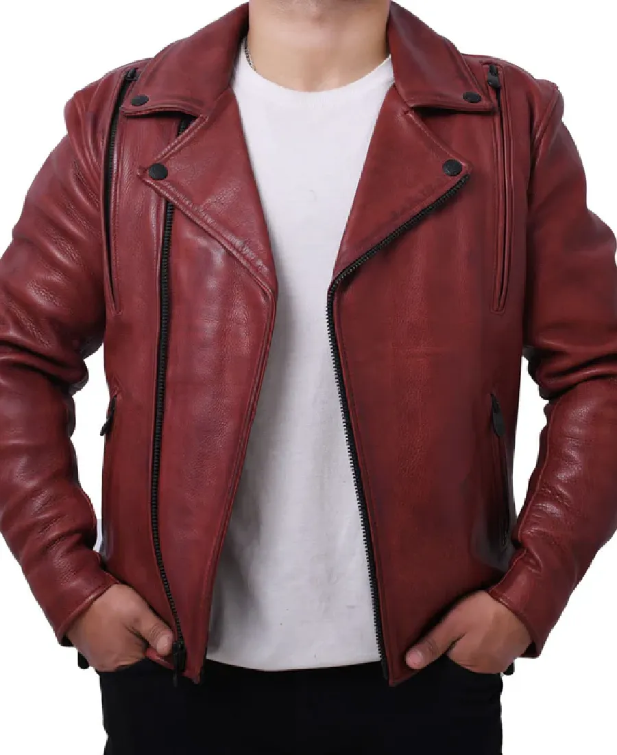 Men'S Thrill Biker Maroon Leather Jacket Men'S Thrill Biker Maroon Leather Jacket - Trendy Leather Jackets