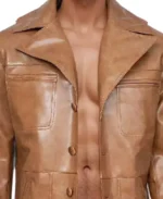 Men's Stylish Brown Durable Leather Jacket Collar - Trendy Leather Jackets