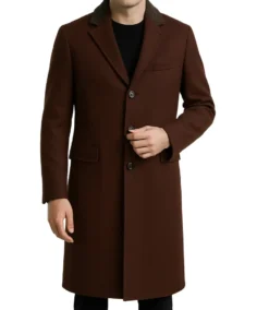 Men's Javier Brown Single Breasted Wool Coat - Trendy Leather Jackets