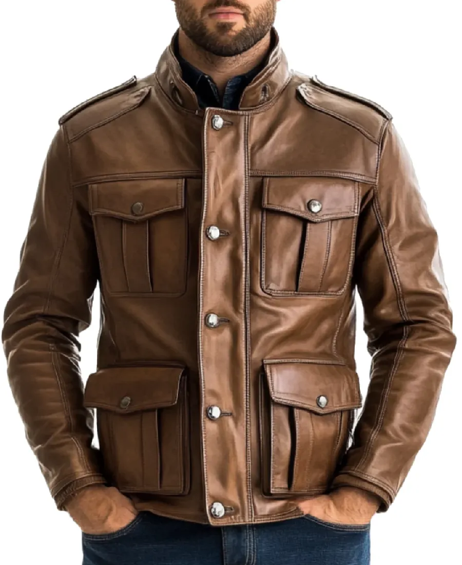 Rowan Brown Bomber Leather Jacket Rowan Brown Bomber Leather Jacket - Trendy Leather Jackets