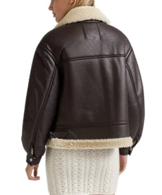 Shop The Women's Dark Brown Shearling Bomber Jacket