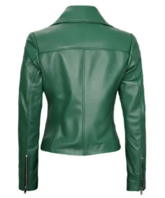 Shop The Women's Green Cafe Racer Leather Jacket - Trendy Leather Jackets