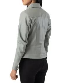 Shop The Women's Grey Biker Leather Jacket - Trendy Leather Jackets