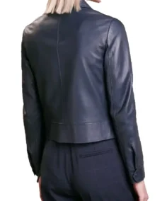 Shop The Women's Navy Cropped Leather Jacket - Trendy Leather Jackets