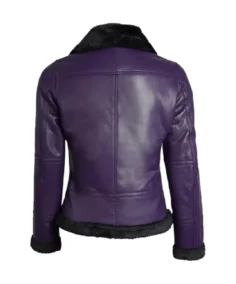 Shop The Women's Purple Shearling Bomber Jacket - Trendy Leather Jackets