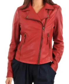 Women's Asymmetrical Leather Biker Jacket - Trendy Leather Jackets