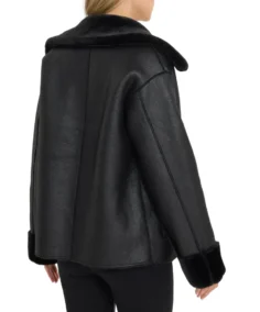 Women's Black Shearling Aviator Leather Jacket Back - Trendy Leather Jackets