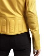 Women's Bright Yellow Leather Jacket Cuffs - Trendy Leather Jackets
