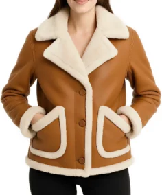 Women's Brown Shearling Leather Jacket - Trendy Leather Jackets