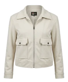 Women's Signature Cream Faux Suede Jacket Front View - Trendy Leather Jackets