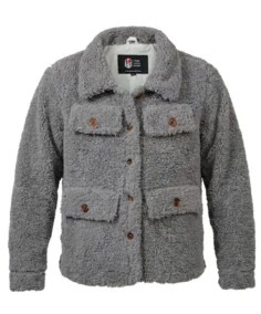 Women’s Signature Light Grey Faux Sherpa Jacket - Trendy Leather Jackets