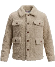 Women’s Signature Off White Faux Sherpa Jacket Front Side View