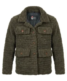 Women’s Signature Olive Green Faux Sherpa Jacket - Trendy Leather Jackets