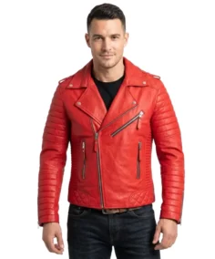 Zerick Red Biker Leather Jacket - Trendy Leather Jackets